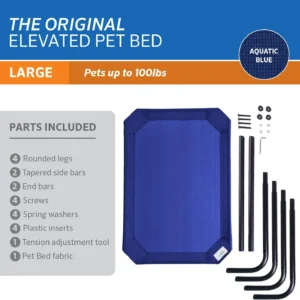 Coolaroo Original Elevated Dog Bed - Breathable Off-The-Ground Pet Bed with Cooling Fabric, Joint Relief & Moisture-Resistant Fabric, 100% Recyclable, Easy Clean, Aquatic Blue, Large view 5