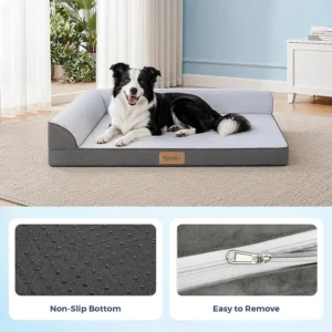 Cooling Dog Bed for Large Dogs, Orthopedic Dog Bed with Cooling Gel Mat, Removable Washable Cover, Waterproof Lining, Non-Slip Bottom, Summer Pet Bed for Sleeping, Size:40"*32"*8" view 5