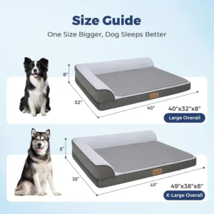 Cooling Dog Bed for Large Dogs, Orthopedic Dog Bed with Cooling Gel Mat, Removable Washable Cover, Waterproof Lining, Non-Slip Bottom, Summer Pet Bed for Sleeping, Size:40"*32"*8"