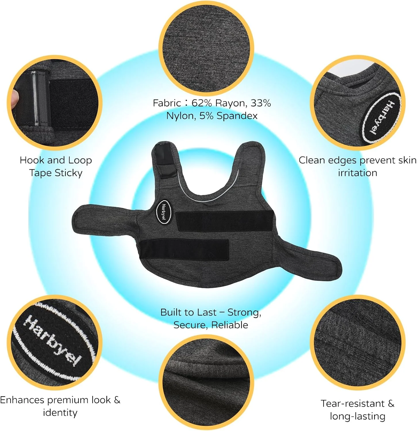 Close up of soft breathable fabric on dog anxiety vest