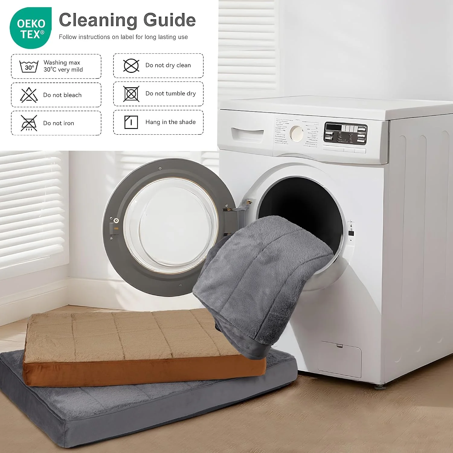 Soft plush fabric texture on pet bed