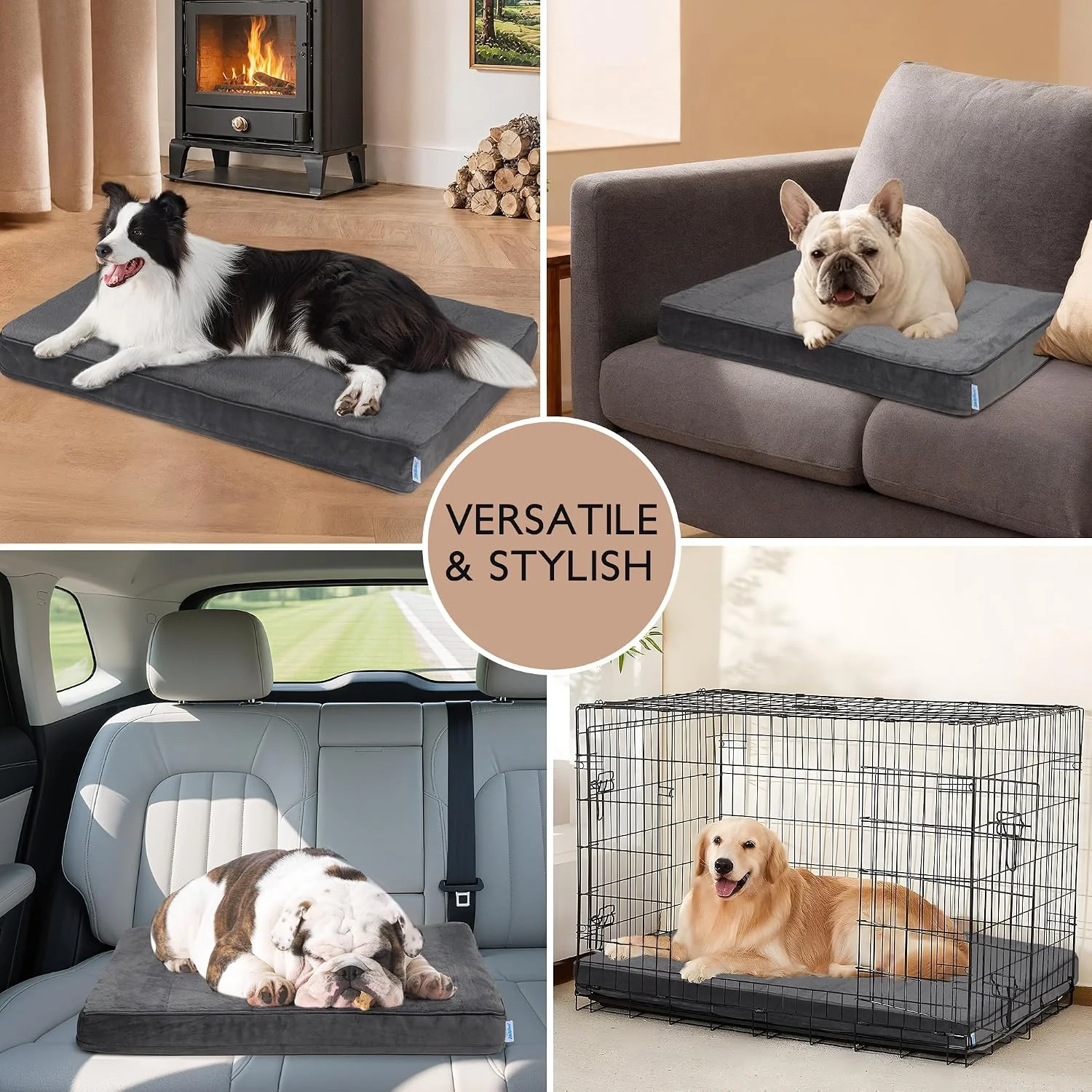 Dog bed inside a travel crate