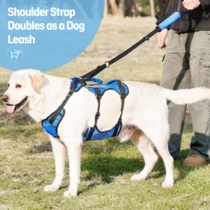 Dog Lift Harness for Large Dogs, Full Body Support Sling with 3 Handles and Shoulder Strap, Carrying Vest for Senior Dogs with Arthritis or Joint Injuries, Stairs Assistance, Blue, X-Large view 6