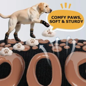 Dog Socks to Prevent Licking Paws - Double Side Dog Booties for Hot Pavement, Dogs Paw Sock, No Twist Dogs Socks for Hardwood Floors Anti Slip, Black and Caramel, L view 3