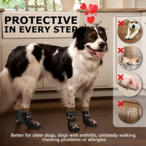 Dog Socks to Prevent Licking Paws - Double Side Dog Booties for Hot Pavement, Dogs Paw Sock, No Twist Dogs Socks for Hardwood Floors Anti Slip, Black and Caramel, L view 6