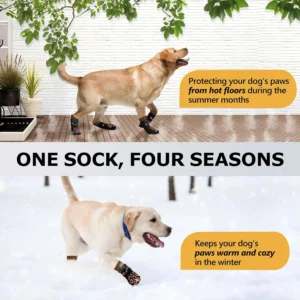 Dog Socks to Prevent Licking Paws - Double Side Dog Booties for Hot Pavement, Dogs Paw Sock, No Twist Dogs Socks for Hardwood Floors Anti Slip, Black and Caramel, L view 7