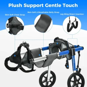 Dog Wheelchair for Back Legs – Adjustable Dog Wheelchair, Aluminum Frame with Padded Harness, All-Terrain Wheels for Medium Dogs, Corgi Dachshund Mobility Support Cart for Back Legs view 4