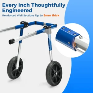 Dog Wheelchair for Back Legs – Adjustable Dog Wheelchair, Aluminum Frame with Padded Harness, All-Terrain Wheels for Medium Dogs, Corgi Dachshund Mobility Support Cart for Back Legs view 6