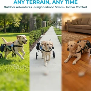 Dog Wheelchair for Back Legs, Lightweight Aluminum Adjustable Wheelchair for Dogs with Reflective Storage Bag Wheels, Professional Dog Walker Outdoor Stroller for Disabled Pets view 5
