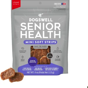 Dogswell Lifestage Senior Treats Mini Soft Strip Duck, 4oz. Bag view 1