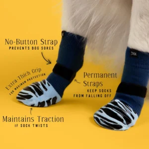 DOK TigerToes Premium Non-Slip Dog Socks for Hardwood Floors - Extra-Thick Grip that Works Even When Twisted - Prevents Licking, Slipping, and Great for Dog Paw Protection (Breezy Blue, Large) view 3