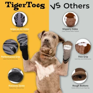 DOK TigerToes Premium Non-Slip Dog Socks for Hardwood Floors - Extra-Thick Grip that Works Even When Twisted - Prevents Licking, Slipping, and Great for Dog Paw Protection - Size Large view 4