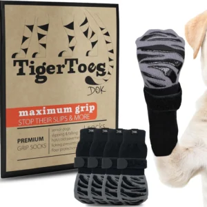 DOK TigerToes Premium Non-Slip Dog Socks for Hardwood Floors - Extra-Thick Grip that Works Even When Twisted - Prevents Licking, Slipping, and Great for Dog Paw Protection - Size Small view 1