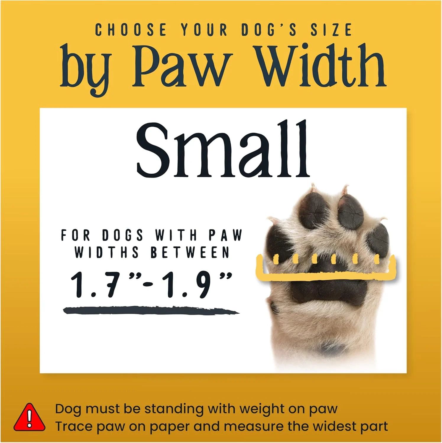 Instructions on how to measure dog paws for socks