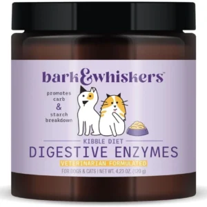 Dr. Mercola Bark & Whiskers Digestive Enzymes – Veterinarian Formulated – for Dogs & Cats – Non-GMO – 150 Scoops – Supports Kibble Digestion view 1