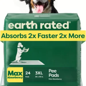 Earth Rated Puppy Pads, Max Absorbency Pee Pads for Dogs, Absorbs 2X Faster & 2X More, Leak Prevention, Potty Training, Fragrance-Free, Unscented, 3XL, 36” x 36”, 24 Count view 1