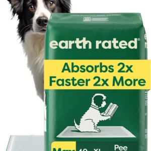 Earth Rated Puppy Pads, Max Absorbency Pee Pads for Dogs, Absorbs 2X Faster & 2X More, Leak Prevention, Potty Training, Fragrance-Free, Unscented, XL, 28” x 34”, 40 Count view 1
