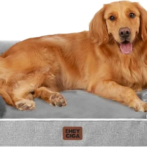 EHEYCIGA Orthopedic Dog Beds Large Sized Dog, Waterproof Memory Foam Pet Bed with Sides, Non-Slip Bottom Large Pet Bed with Washable Removable Cover, Grey view 1