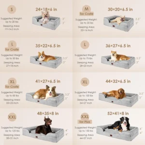 EHEYCIGA Orthopedic Dog Beds Large Sized Dog, Waterproof Memory Foam Pet Bed with Sides, Non-Slip Bottom Large Pet Bed with Washable Removable Cover, Grey view 2