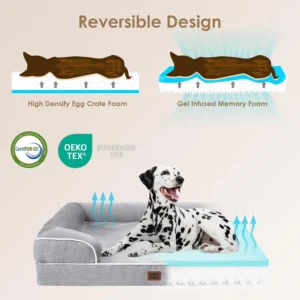 EHEYCIGA Orthopedic Dog Beds Large Sized Dog, Waterproof Memory Foam Pet Bed with Sides, Non-Slip Bottom Large Pet Bed with Washable Removable Cover, Grey view 3