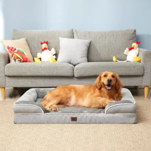 EHEYCIGA Orthopedic Dog Beds Large Sized Dog, Waterproof Memory Foam Pet Bed with Sides, Non-Slip Bottom Large Pet Bed with Washable Removable Cover, Grey