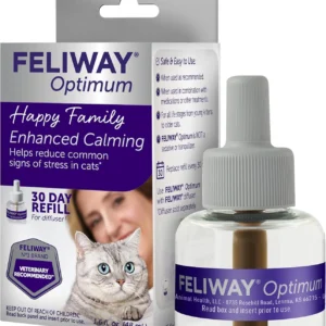 FELIWAY Optimum Cat Calming Diffuser Refill (1 Pack, 30 Day Supply) – Cat Pheromone Diffuser Refill for Advanced Support to Reduce Stress, Spraying, Scratching, Fighting and Hiding view 1