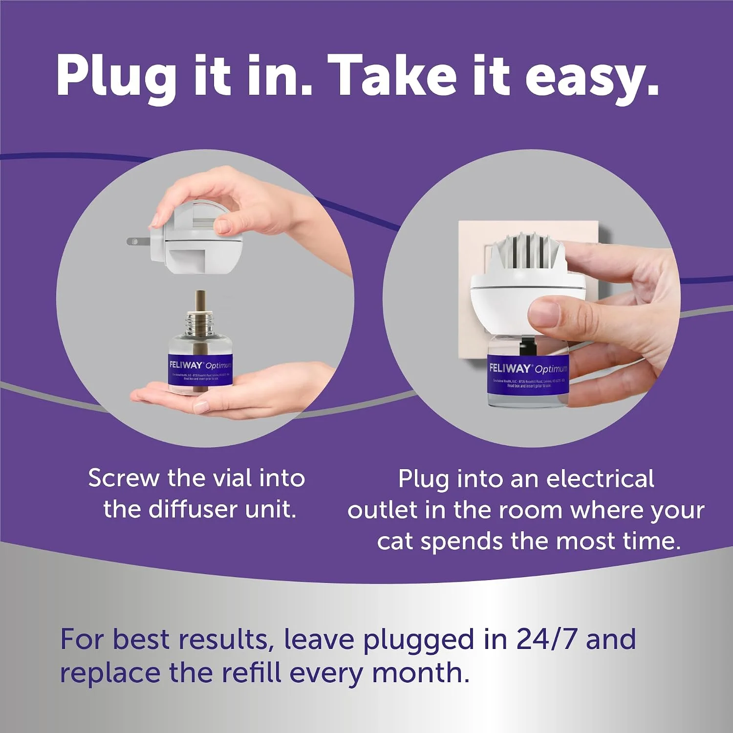 FELIWAY Optimum Cat Calming Diffuser Refill (1 Pack, 30 Day Supply) – Cat Pheromone Diffuser Refill for Advanced Support to Reduce Stress, Spraying, Scratching, Fighting and Hiding