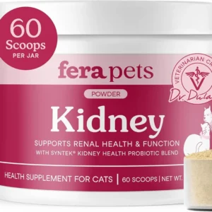 Fera Pets Cat Kidney Support Powder with Probiotics for Cats - 60 Scoops | Antioxidant-Rich Kidney Support for Cats that Enhances Renal Function & Promotes Regular Detoxification view 1