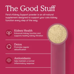 Fera Pets Cat Kidney Support Powder with Probiotics for Cats - 60 Scoops | Antioxidant-Rich Kidney Support for Cats that Enhances Renal Function & Promotes Regular Detoxification view 2