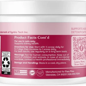 Fera Pets Cat Kidney Support Powder with Probiotics for Cats - 60 Scoops | Antioxidant-Rich Kidney Support for Cats that Enhances Renal Function & Promotes Regular Detoxification view 7