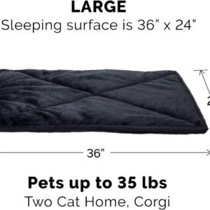 Furhaven ThermaNAP Self-Warming Cat Bed for Indoor Cats & Large/Medium Dogs, Washable & Reflects Body Heat - Quilted Faux Fur Reflective Bed Mat - Black, Large view 2