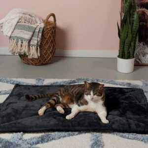 Furhaven ThermaNAP Self-Warming Cat Bed for Indoor Cats & Large/Medium Dogs, Washable & Reflects Body Heat - Quilted Faux Fur Reflective Bed Mat - Black, Large view 3