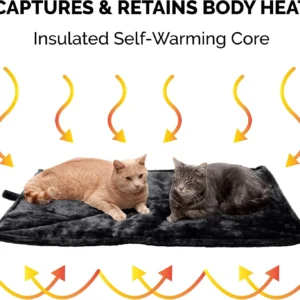 Furhaven ThermaNAP Self-Warming Cat Bed for Indoor Cats & Large/Medium Dogs, Washable & Reflects Body Heat - Quilted Faux Fur Reflective Bed Mat - Black, Large view 4