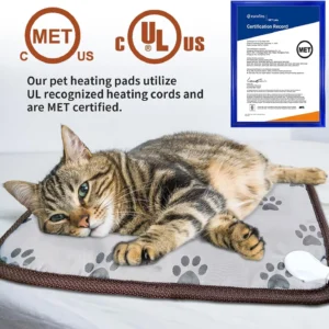 GOLOPET Extra Large Dog Heating Pad 47x30 in withSmart Thermostat Switch and Power Line ProtectionTube,Obtained MET and UL Dual Certification,Waterproof Pet Heating pad-Paw Print view 6