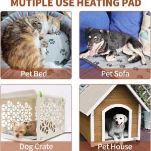 GOLOPET Extra Large Dog Heating Pad 47x30 in withSmart Thermostat Switch and Power Line ProtectionTube,Obtained MET and UL Dual Certification,Waterproof Pet Heating pad-Paw Print
