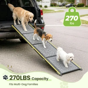 Hassky Dog Ramp for Cars - 70" L × 20" W with Reflective Strip | Foldable Non-Slip Pet Ramp for SUV Trunk Vehicle, Heavy Duty for Large & Senior Dogs, Indoor & Outdoor Universal Use view 3