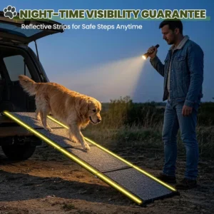 Hassky Dog Ramp for Cars - 70" L × 20" W with Reflective Strip | Foldable Non-Slip Pet Ramp for SUV Trunk Vehicle, Heavy Duty for Large & Senior Dogs, Indoor & Outdoor Universal Use view 5