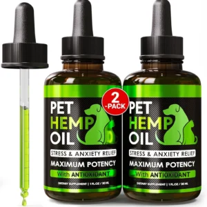 Hemp Oil for Dogs and Cats - Organic Hemp Oil Drops for Anxiety Relief, Stress,Pain, Calming, Sleep, Arthritis - Hip and Joint Support - Skin Health, Anti-Inflammatory - Omega 3-6-9 Pet Drops (2 Pack) view 1
