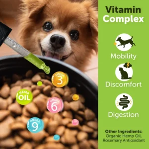 Hemp Oil for Dogs and Cats - Organic Hemp Oil Drops for Anxiety Relief, Stress,Pain, Calming, Sleep, Arthritis - Hip and Joint Support - Skin Health, Anti-Inflammatory - Omega 3-6-9 Pet Drops (2 Pack) view 2