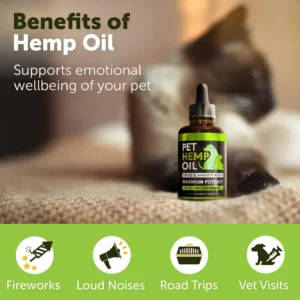 Hemp Oil for Dogs and Cats - Organic Hemp Oil Drops for Anxiety Relief, Stress,Pain, Calming, Sleep, Arthritis - Hip and Joint Support - Skin Health, Anti-Inflammatory - Omega 3-6-9 Pet Drops (2 Pack) view 3