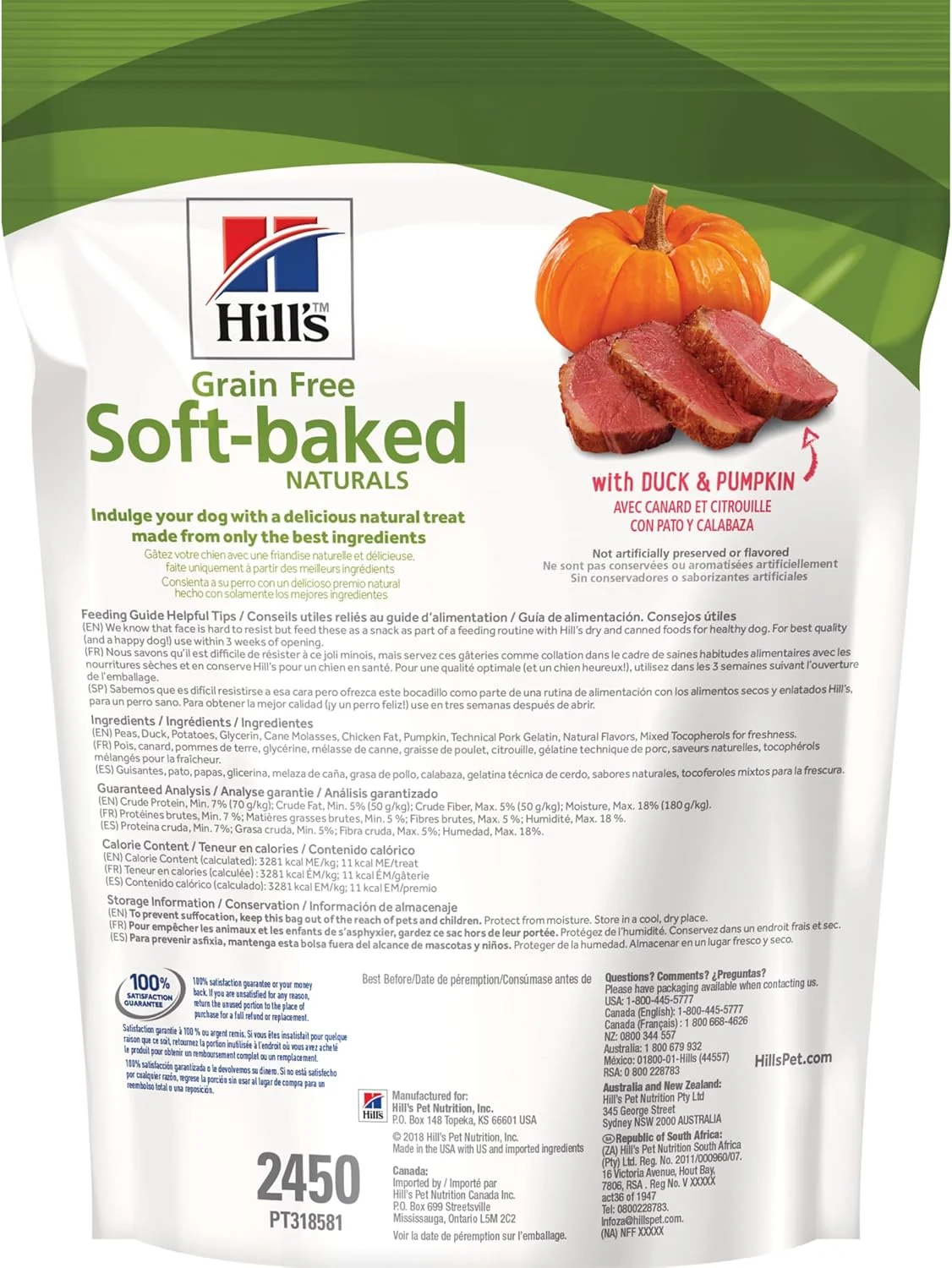 Hill's Grain Free Duck and Pumpkin treats bag