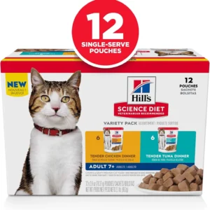 Hill's Science Diet Adult 7+ Wet Cat Food Variety Pack, Chicken & Tuna, 2.8 oz. Pouches, 12-Pack view 3