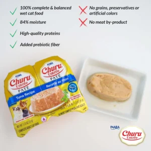 INABA Churu Entrée Pate for Senior Cats, Grain-Free, High Protein & Moisture, Prebiotic Wet Cat Food, 1.23oz. per Serving, 12 Servings, Chicken Recipe with Tuna view 2
