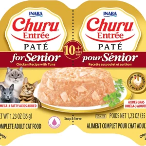 INABA Churu Entrée Pate for Senior Cats, Grain-Free, High Protein & Moisture, Prebiotic Wet Cat Food, 1.23oz. per Serving, 12 Servings, Chicken Recipe with Tuna view 5