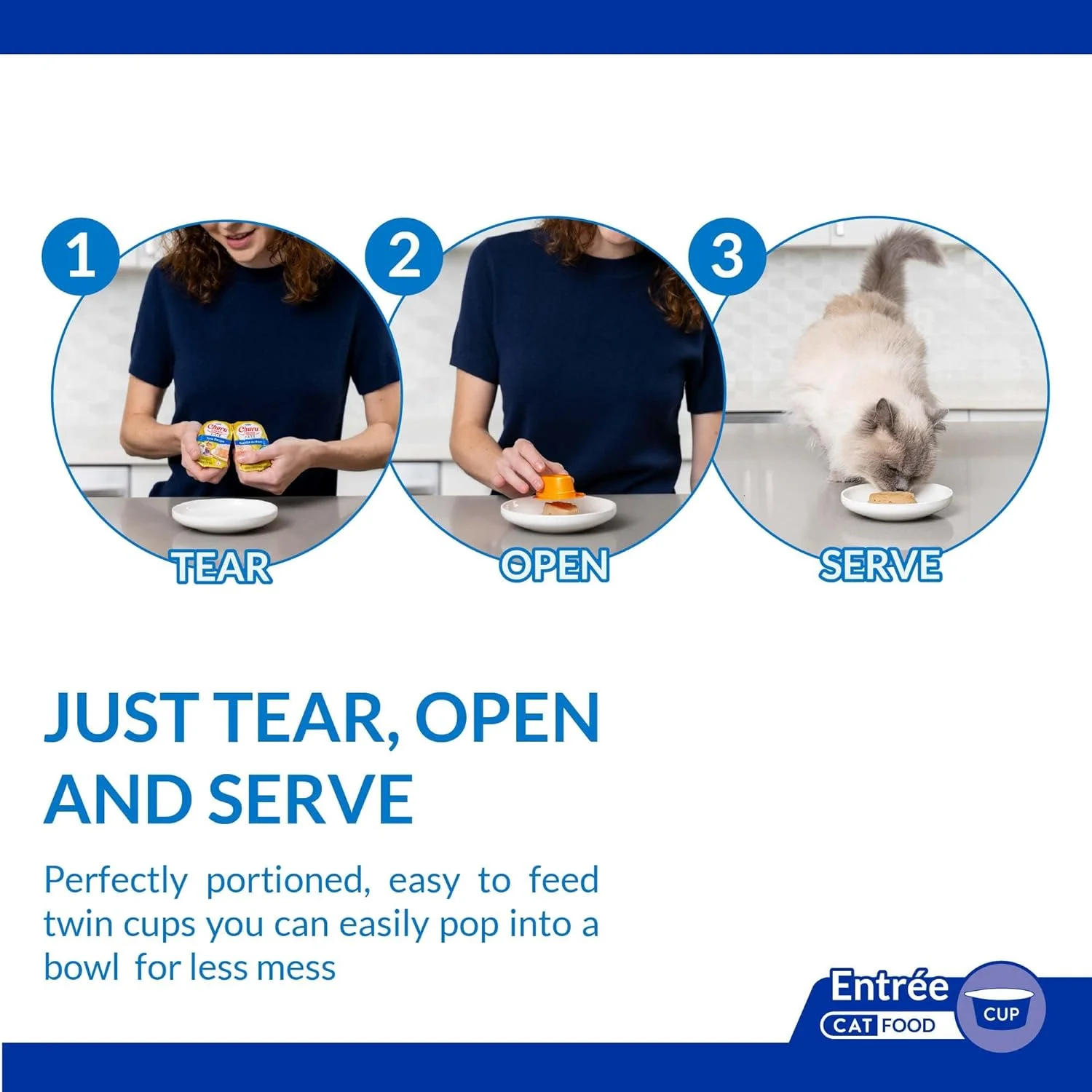 Easy open portioned cat food