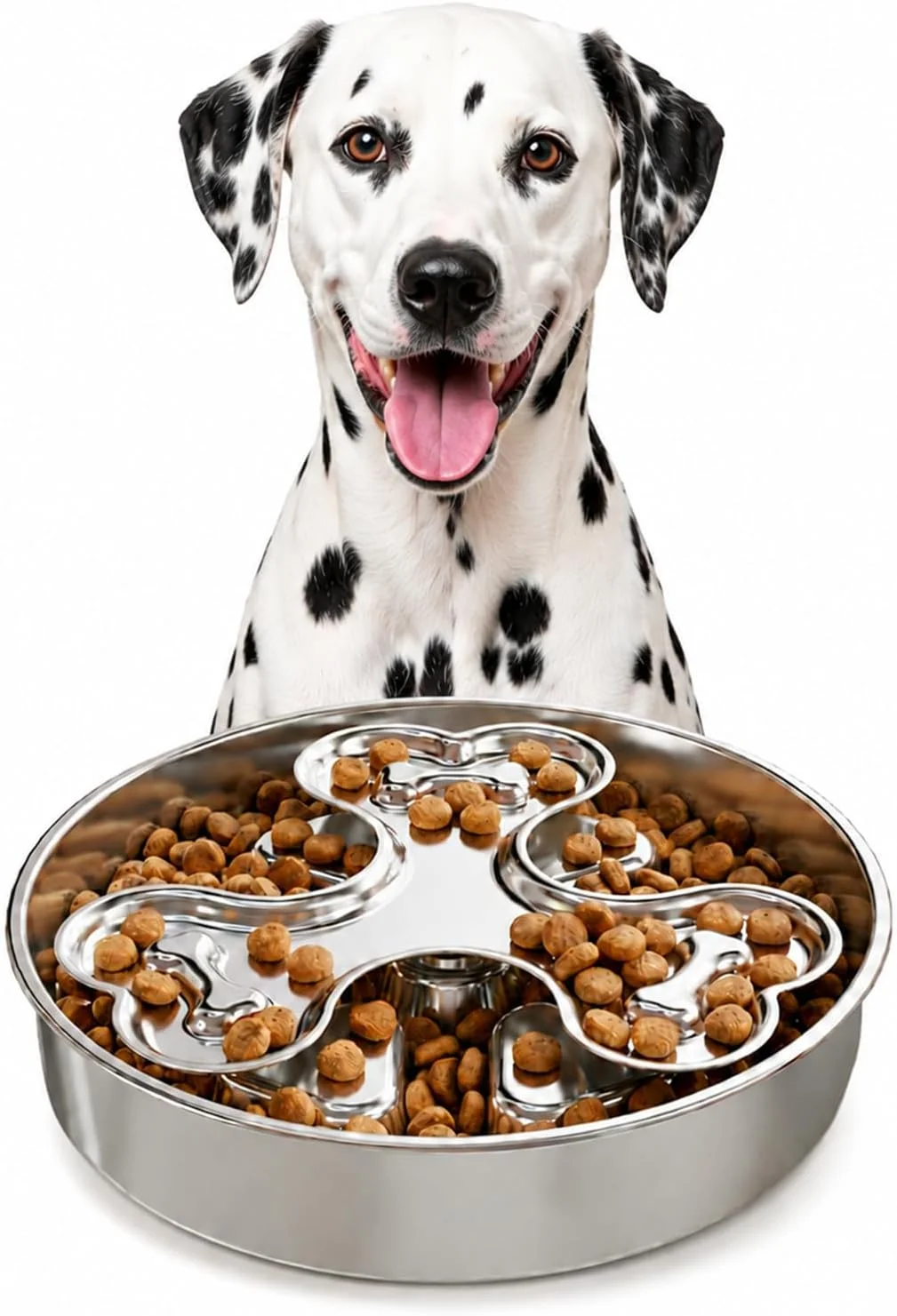 Kactoily 304 Stainless Steel Slow Feeder Dog Bowl, 2.5 Cups Non-Slip Pet Bowl, Raised Design for Slow Eating & Digestive Health - Perfect for Medium Large Dogs