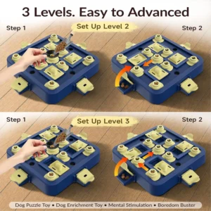 KADTC Dog Chess Puzzle Toy, Large Size, 3 Levels of Step-by-Step Challenge Beginner to Advanced Slow Feeder & Mental Stimulation for Smart Dogs Enrichment Toys view 5