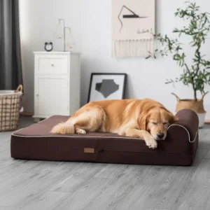 KOPEKS Orthopedic Memory Foam Dog Bed 7" Inch Thick Extra Large Dog Bed With Pillow Brown 50"x34"x10" Includes Waterproof Liner & Durable Removable Cover With Smart Design view 3