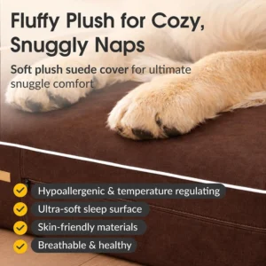 KOPEKS Orthopedic Memory Foam Dog Bed 7" Inch Thick Extra Large Dog Bed With Pillow Brown 50"x34"x10" Includes Waterproof Liner & Durable Removable Cover With Smart Design view 5