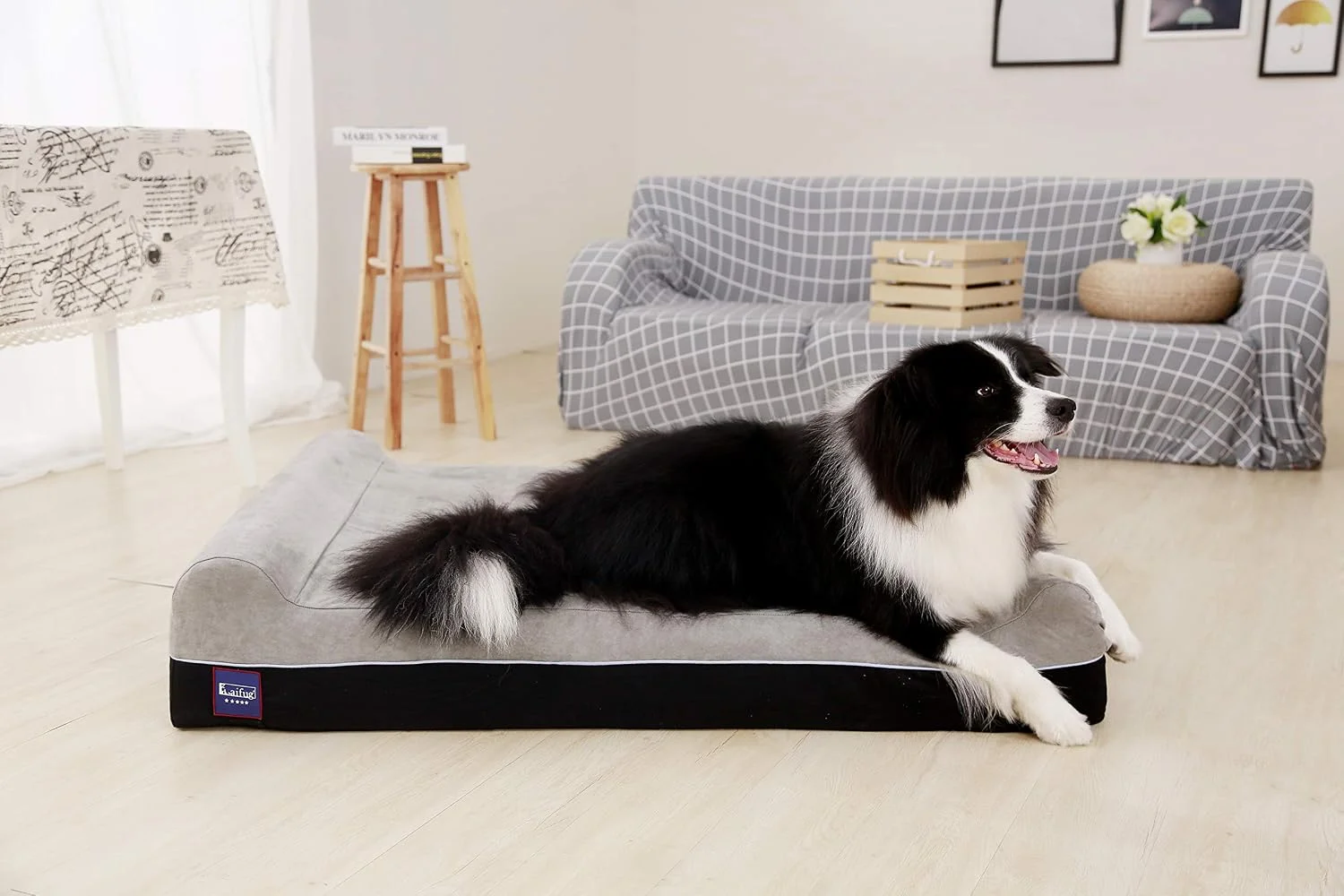 Laifug Orthopedic Dog Beds for Large Dogs,7" Memory Foam Dog Beds,Durable Water Proof Liner Removable and Washable, Nonskid Bottom, Slate Grey 50"x36"x10"